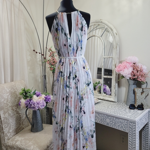 🍒NWT🍒 TED BAKER DIP HEM PLEATED DRESS - Picture 6 of 7